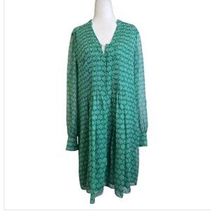 Diane von Furstenburg tribal print Kaftan long sleeve Silk v neck  dress